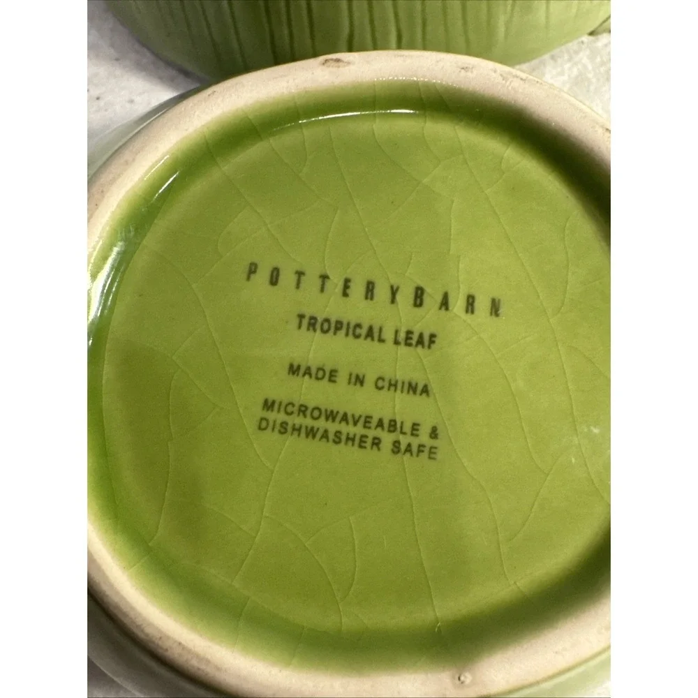 Set of 2 Pottery Barn Tropical Leaf Green 8